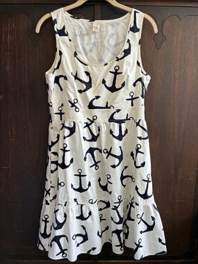 Old Navy White Dress with Navy Anchor Print Size 4